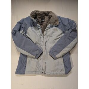 North Face Women's XL Triclimate Hyvent Fleece Lined Winter Jacket Blue Grey